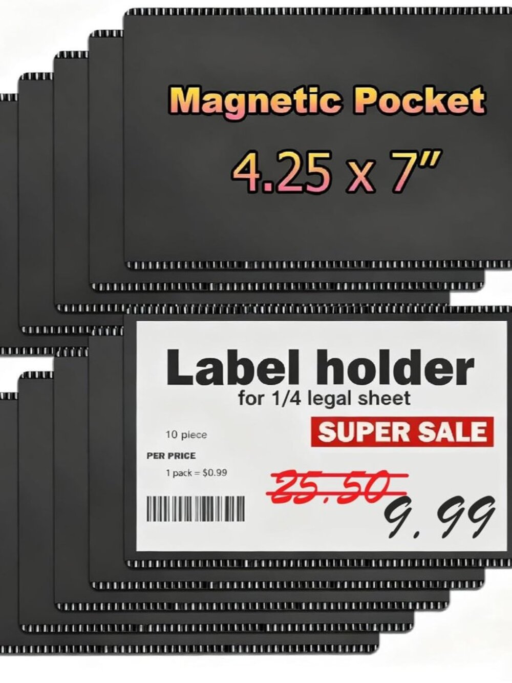 Magnetic Pocket as Price Tag 4.25x7 for Warehouse Supermarket,Rack&Shelf Informa